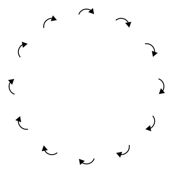 Gire las flechas circulares, radiales para el ciclo, conceptos de iteración. Co — Vector de stock