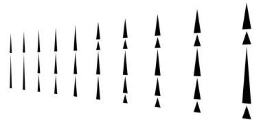 düzensiz (kesikli, kesikli) bir satırda dikey çizgiler. 3B şerit