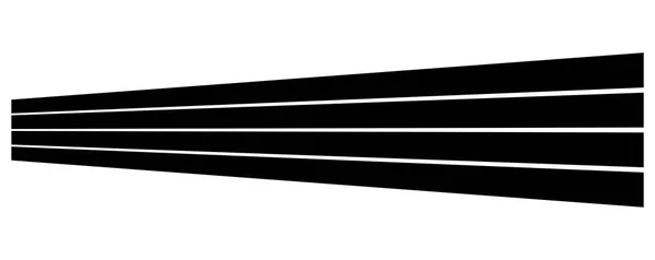 Lines, stripes in perspective. 3d strips vanishing, diminishing — Stock Vector