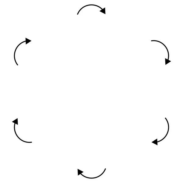 Gire las flechas circulares, radiales para el ciclo, conceptos de iteración. Co — Vector de stock