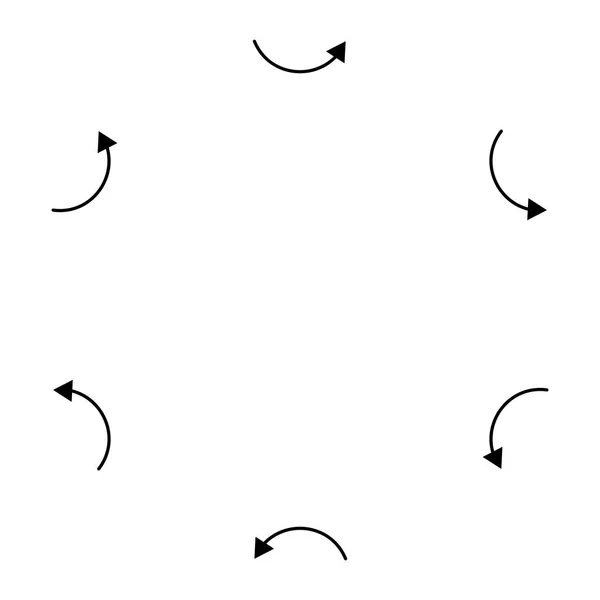 Zakrzywiona okrągła strzałka. Radialny, koncentryczny wskaźnik obrotów, orbi — Wektor stockowy