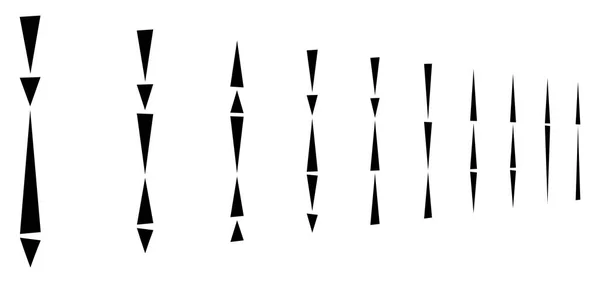 Líneas verticales irregulares (discontinuas, segmentadas) en una fila. 3d raya — Vector de stock