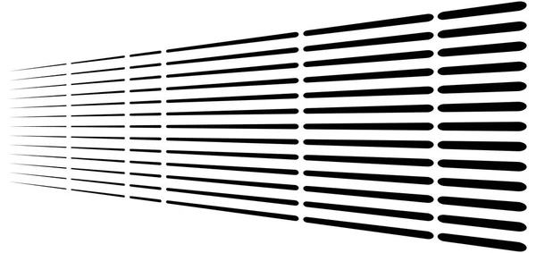 3D segmentierte, gestrichelte Linien geometrisches Muster. verschwinden, abnehmen — Stockvektor