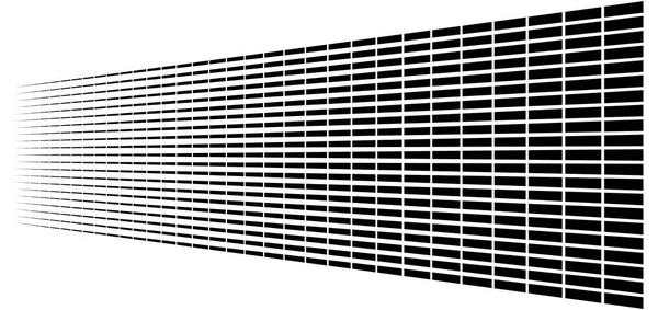 3D segmentierte, gestrichelte Linien geometrisches Muster. verschwinden, abnehmen — Stockvektor
