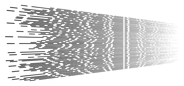Random 3d streepte lijnen in perspectief. gesegmenteerde strepen geometr — Stockvector