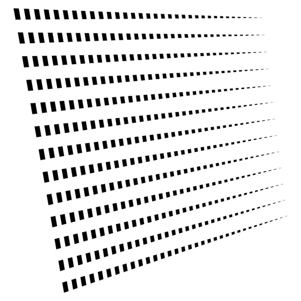 3D segmenterade, streckade linjer geometriskt mönster. Försvinna, minska s — Stock vektor