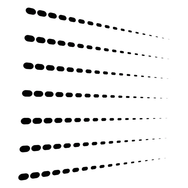 3D segmenterade, streckade linjer geometriskt mönster. Försvinna, minska s — Stock vektor