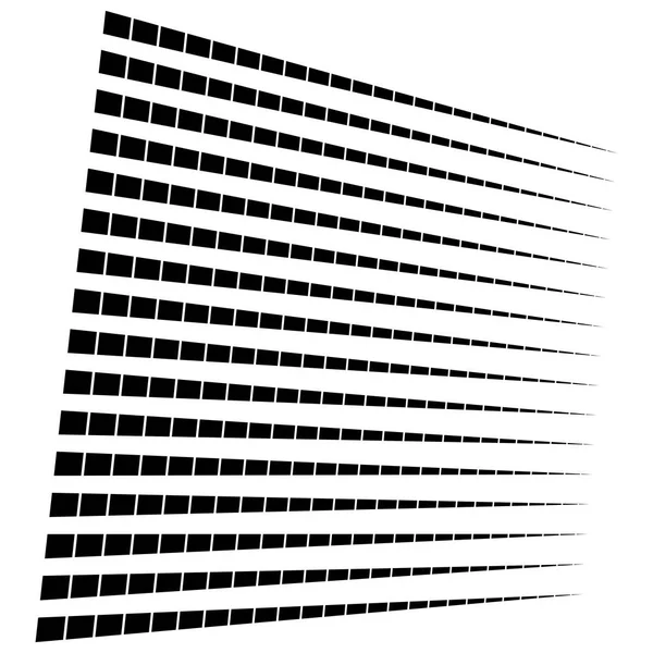 3d segmented, dashed lines geometric pattern. Vanish, diminish s — Stock Vector