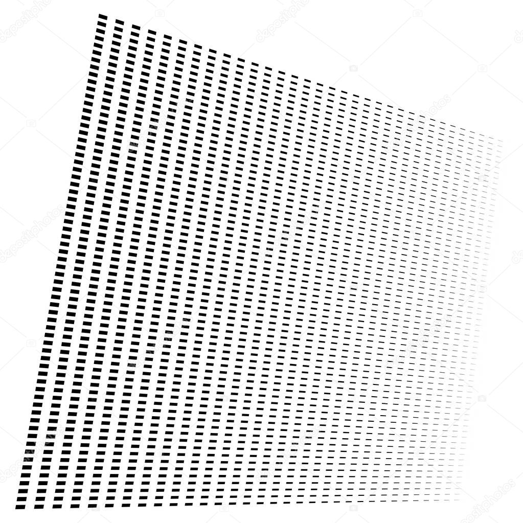 3d segmented, dashed lines geometric pattern. Vanish, diminish s