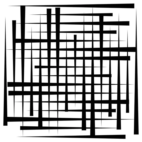 Willekeurige lijnen raster, gaas. Dynamische, onregelmatige overlapping, kruising l — Stockvector