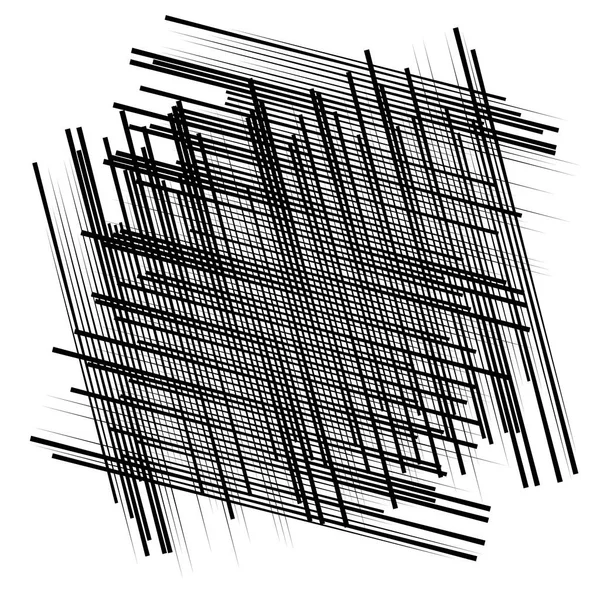 Willekeurige lijnen raster, gaas. Dynamische, onregelmatige overlapping, kruising l — Stockvector