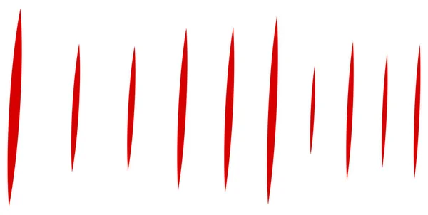 Rode klauw. Verticale krassen. Snijd, incisie dynamische lijnen. — Stockvector