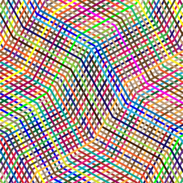 Roteiro colorido, padrão de linhas geométricas de escotilha cruzada. Interseg — Vetor de Stock
