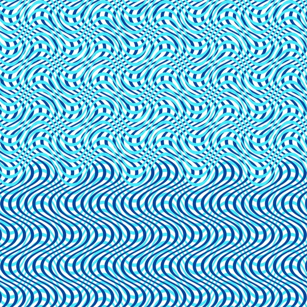 Lignes irrégulières entrelacées, entrelacées, quadrillage à rayures bleues — Image vectorielle