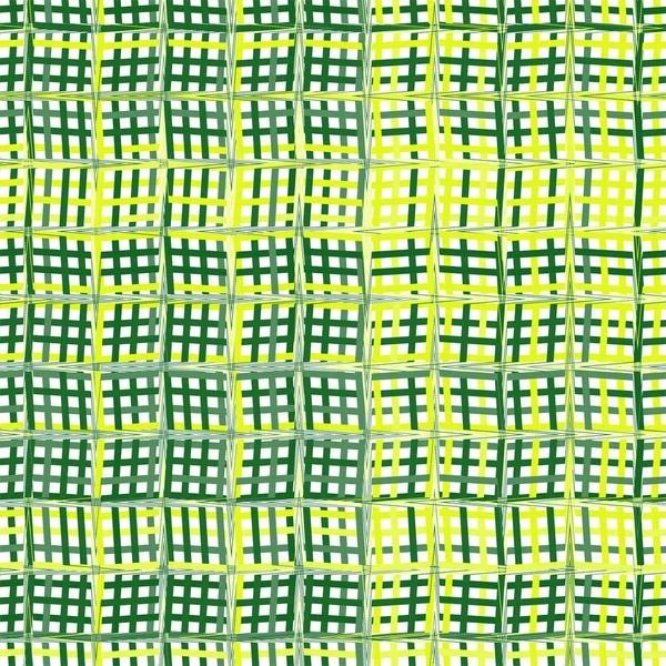 Lignes irrégulières entrelacées, entrelacées, rayures vert tapis de grille — Image vectorielle