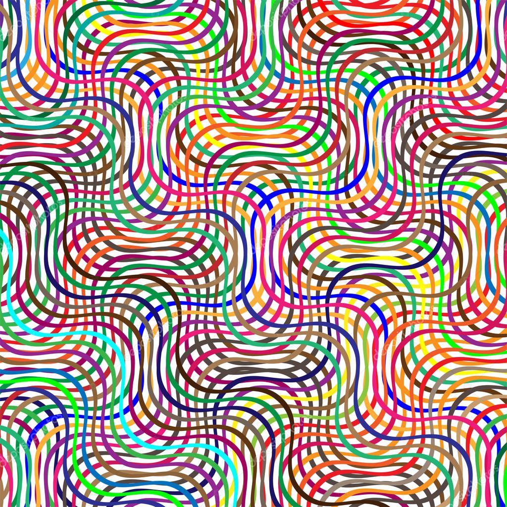 Colorful scribble, cross hatch geometric lines pattern. Intersec