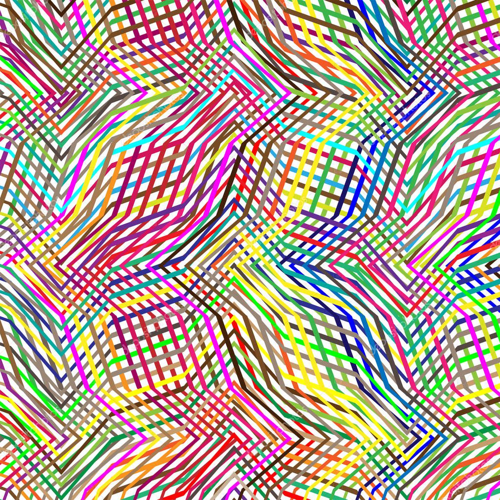 Colorful scribble, cross hatch geometric lines pattern. Intersec