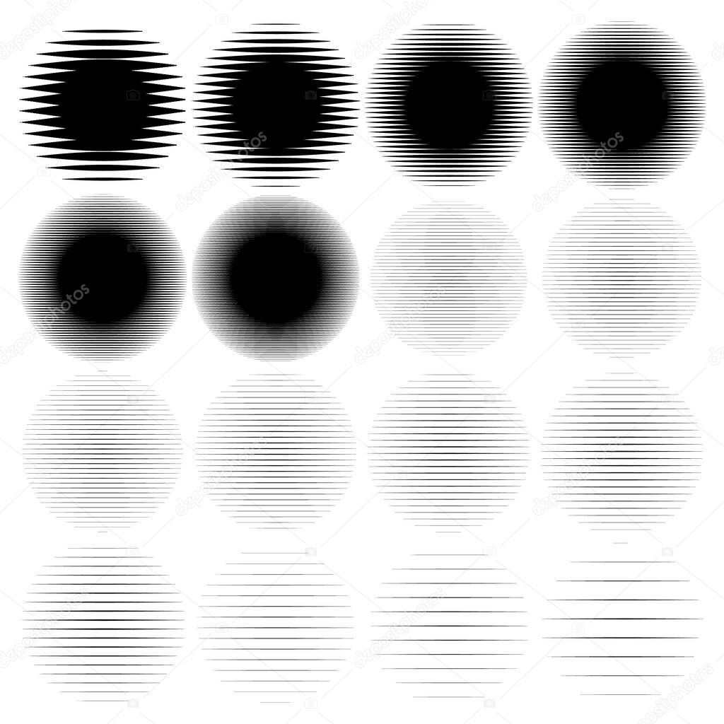 Set of abstract line circles. Lines halftone circle element. Par