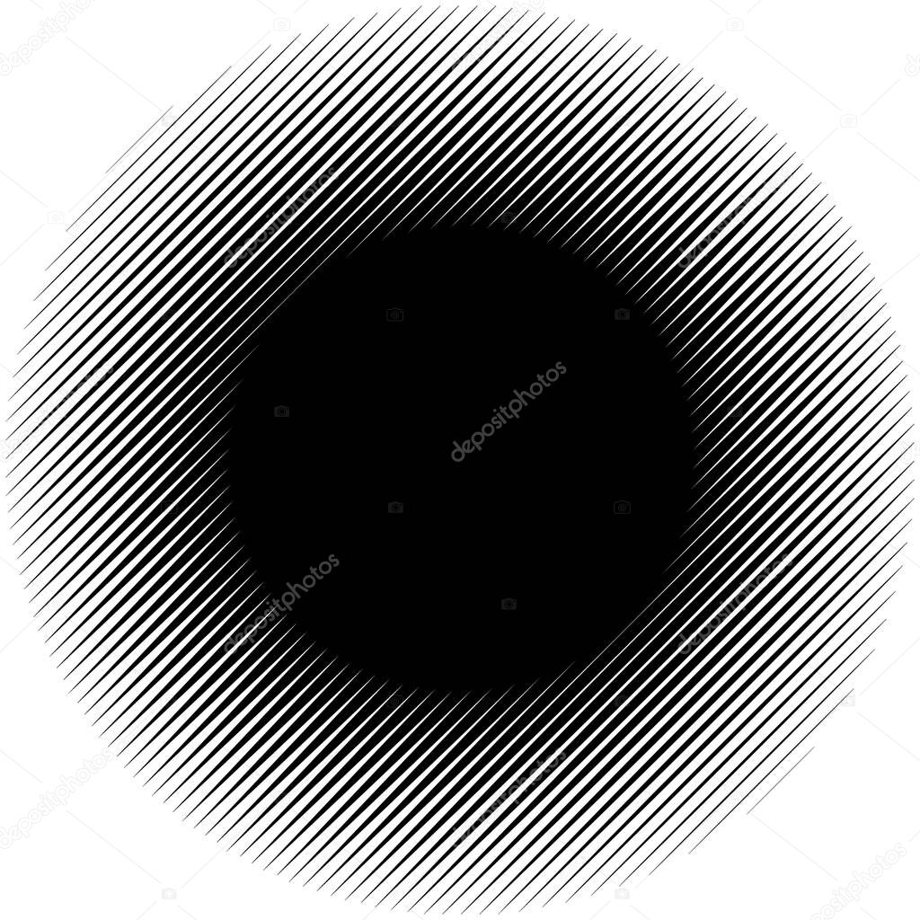 Diagonal, oblique lines abstract geometric circle. Slanting, slo