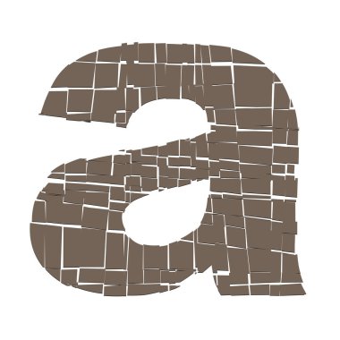 Renkli küçük harf / a kırık, kırık, parçalanmış efekt