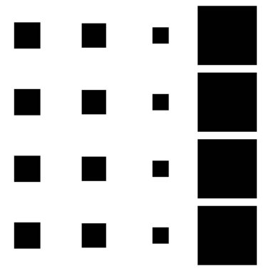 4x4 küp, kare geometrik düzenleme. Kare resimleme