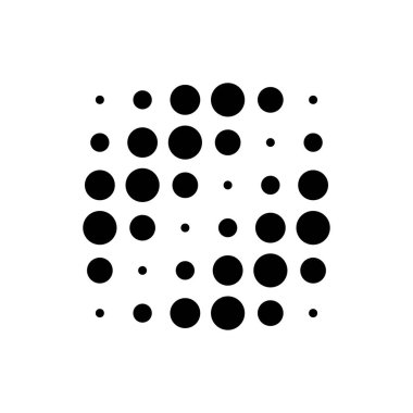 6x6 daireler varyasyon dizaynı. Noktalı benekler, çiller. Çemberler ve örgüler. Vektör illüstrasyonu