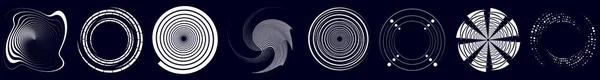 渦巻ベクトルセット ヘリックス 回転とボリューム形状は リップル効果を回転させます スパイラルアイコン — ストックベクタ