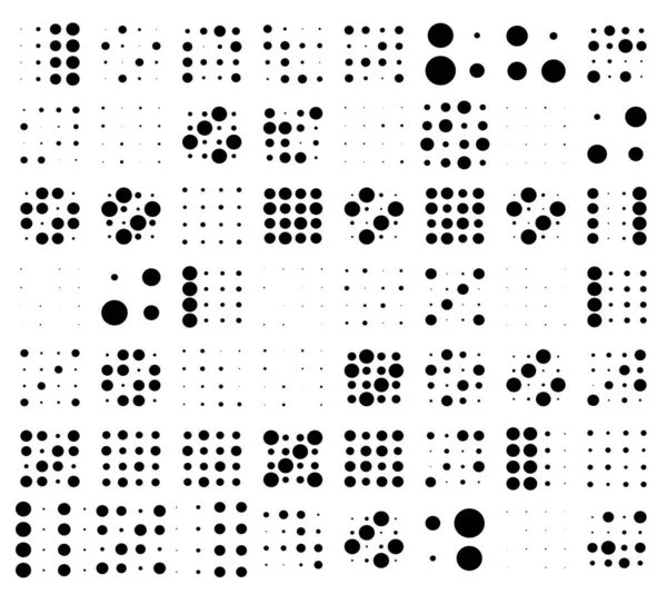 4X4 Cirkels Stippen Variatie Ontwerp Gespot Spikkels Sproeten — Stockvector