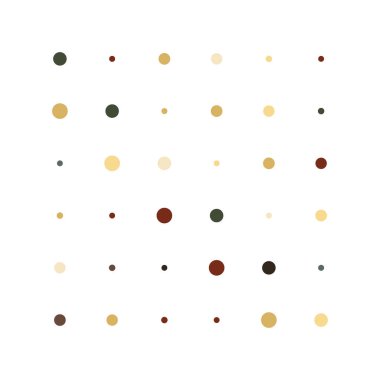 6x6 daireler varyasyon dizaynı. Noktalı benekler, çiller. Çemberler ve örgüler. Vektör illüstrasyonu