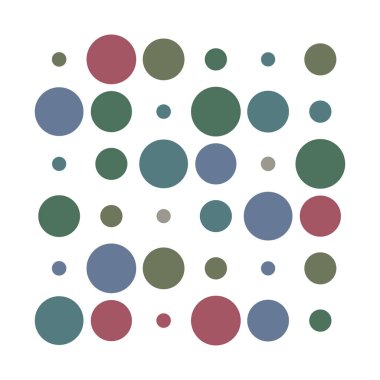 6x6 daireler varyasyon dizaynı. Noktalı benekler, çiller. Çemberler ve örgüler. Vektör illüstrasyonu