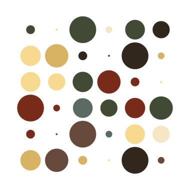 6x6 daireler varyasyon dizaynı. Noktalı benekler, çiller. Çemberler ve örgüler. Vektör illüstrasyonu