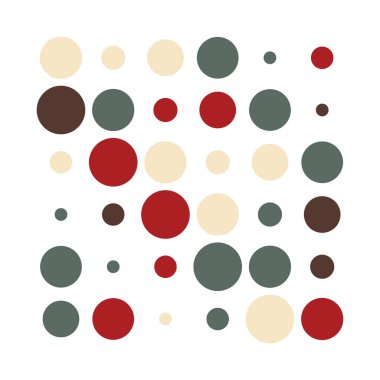 6x6 daireler varyasyon dizaynı. Noktalı benekler, çiller. Çemberler ve örgüler. Vektör illüstrasyonu