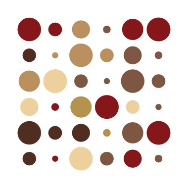 6x6 daireler varyasyon dizaynı. Noktalı benekler, çiller. Çemberler ve örgüler. Vektör illüstrasyonu