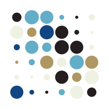 6x6 daireler varyasyon dizaynı. Noktalı benekler, çiller. Çemberler ve örgüler. Vektör illüstrasyonu