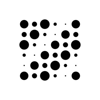 6x6 daireler varyasyon dizaynı. Noktalı benekler, çiller. Çemberler ve örgüler. Vektör illüstrasyonu