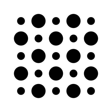 5x5 daireler varyasyon dizaynı. Noktalı benekler, çiller. Çemberler ızgara ve ağ