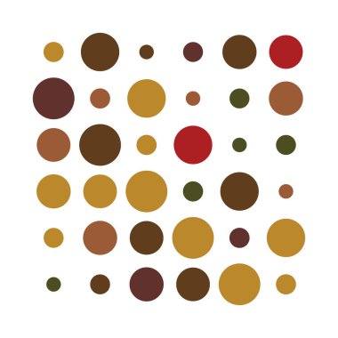 6x6 daireler varyasyon dizaynı. Noktalı benekler, çiller. Çemberler ve örgüler. Vektör illüstrasyonu