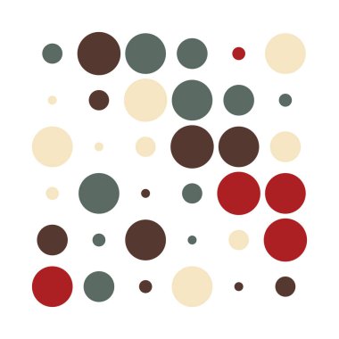 6x6 daireler varyasyon dizaynı. Noktalı benekler, çiller. Çemberler ve örgüler. Vektör illüstrasyonu