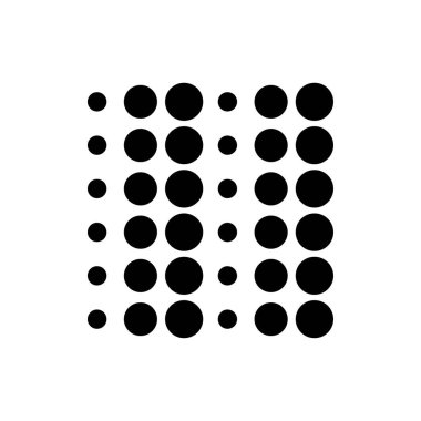 6x6 daireler varyasyon dizaynı. Noktalı benekler, çiller. Çemberler ve örgüler. Vektör illüstrasyonu