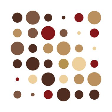 6x6 daireler varyasyon dizaynı. Noktalı benekler, çiller. Çemberler ve örgüler. Vektör illüstrasyonu