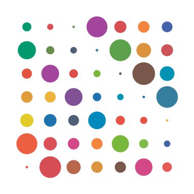 7x7 daireler varyasyon dizaynı. Noktalı benekler, çiller. Çemberler ve örgüler. Vektör illüstrasyonu