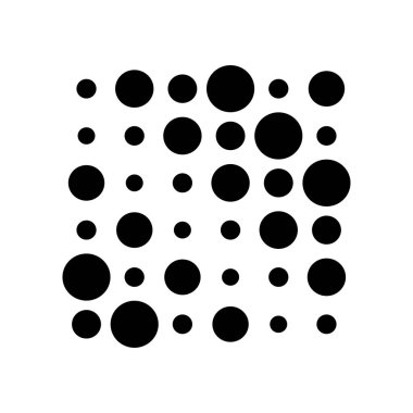 6x6 daireler varyasyon dizaynı. Noktalı benekler, çiller. Çemberler ve örgüler. Vektör illüstrasyonu