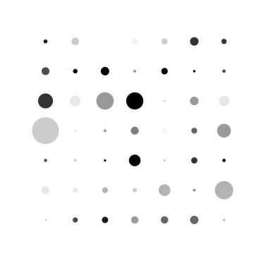 7x7 daireler varyasyon dizaynı. Noktalı benekler, çiller. Çemberler ve örgüler. Vektör illüstrasyonu