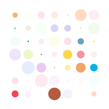 7x7 daireler varyasyon dizaynı. Noktalı benekler, çiller. Çemberler ve örgüler. Vektör illüstrasyonu