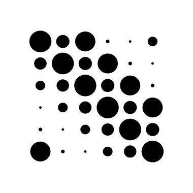 6x6 daireler varyasyon dizaynı. Noktalı benekler, çiller. Çemberler ve örgüler. Vektör illüstrasyonu