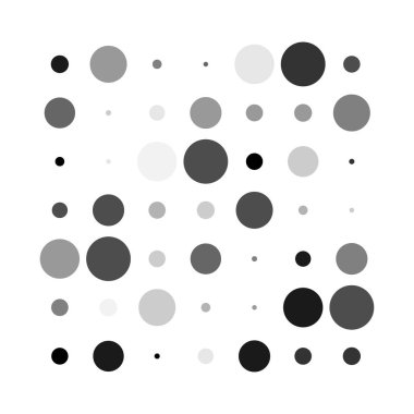 7x7 daireler varyasyon dizaynı. Noktalı benekler, çiller. Çemberler ve örgüler. Vektör illüstrasyonu