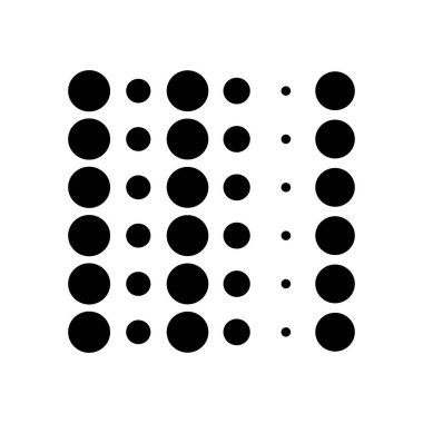 6x6 daireler varyasyon dizaynı. Noktalı benekler, çiller. Çemberler ve örgüler. Vektör illüstrasyonu