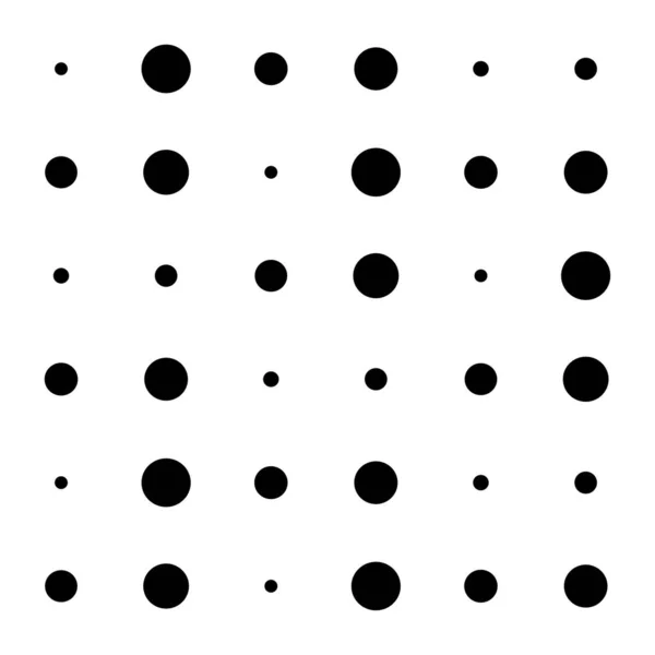 6X6 Kreise Punkte Variation Design Gepunktete Flecken Sommersprossen Kreise Raster — Stockvektor
