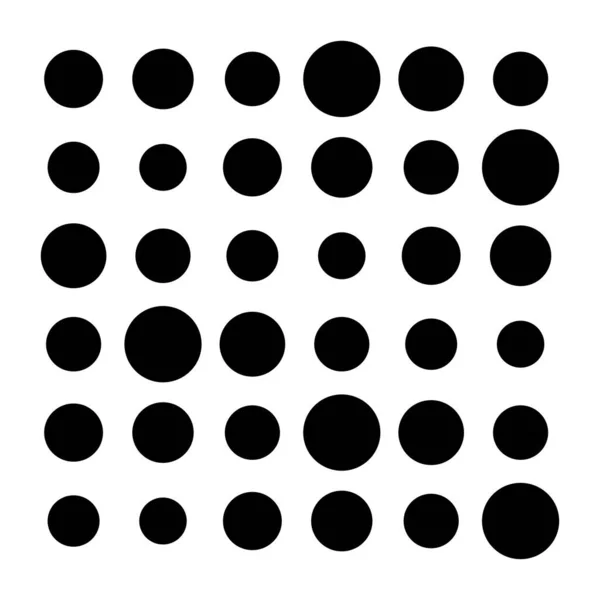 6X6 Circles Dots Variation Design Dotted Speckles Freckles Circles Grid — Stock Vector