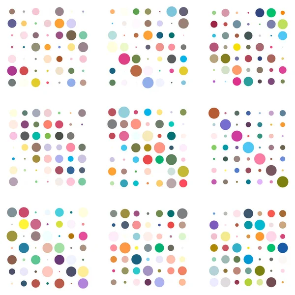 7X7 Circles Dots Variation Design Dotted Speckles Freckles Circles Grid — Stock Vector